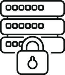 Poster - Simple icon of a server being secured with a lock, representing the concept of data protection
