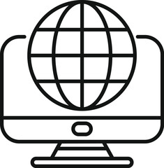 Poster - computer monitor displaying a globe icon, symbolizing global network connectivity and online communi