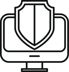 Poster - shield is covering a computer monitor, representing online security