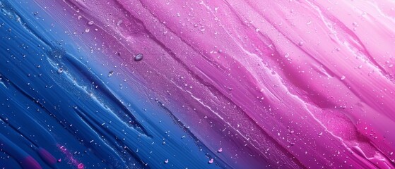Poster -  A tight shot of a blue-pink backdrop, adorned with water droplets at its base