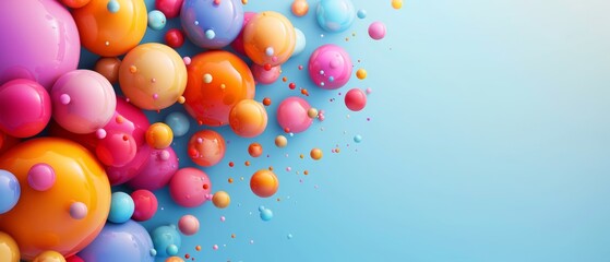 Wall Mural -  A bunch of balloons floating in the air, each with water droplets at their bottoms