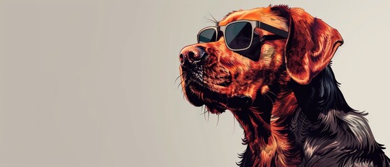 Wall Mural -  A close-up of a dog wearing sunglasses on its head