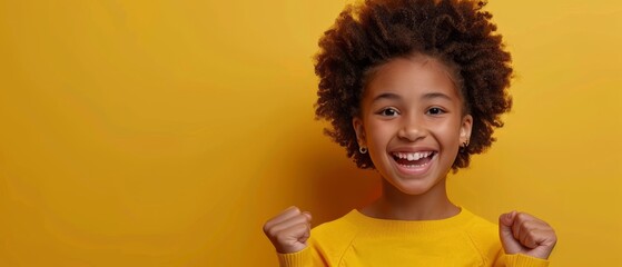 Sticker -  A tight shot of an individual in a yellow shirt, hand raised in front of a yellow wall against a yellow background