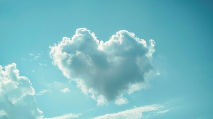 Poster - Heart-shaped cloud formation in a clear blue sky, dreamy and serene