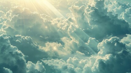 Poster - Soft sunlight filtering through cloud formations, peaceful daylight