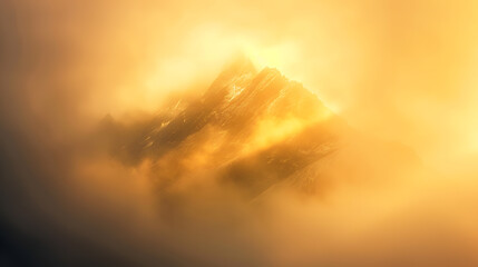 Wall Mural - A mountain with a sun shining on it