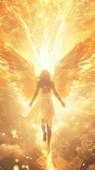 Sticker - Artistic rendition of a girl with wings made of light