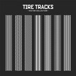 © 32 pixels - Tire tracks, wheel braking marks. Truck, car or motorcycle tread pattern silhouettes. Auto race, motorsport, speed racing design element. Vector illustration