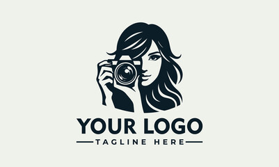 Wall Mural - Photography Woman Vector Logo Symbolize Storytelling, Visual Expression, and the Spirit of Photography