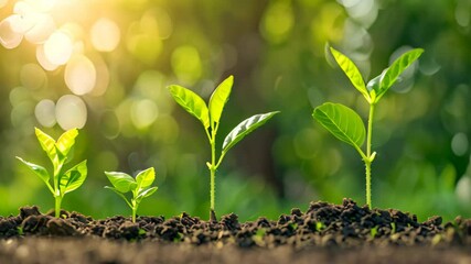 Poster - Several small plants emerging from the soil in a vibrant display of growth and renewal, Embracing change and responding to customer needs