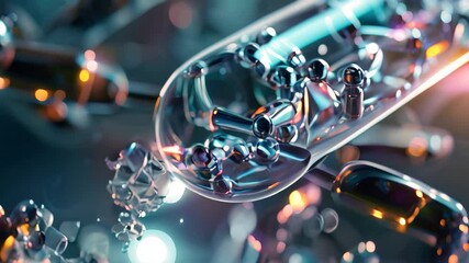 Poster - A molecule securely enclosed within a transparent tube for scientific research and experimentation, Enhancing drug discovery and clinical trials through the use of artificial intelligence