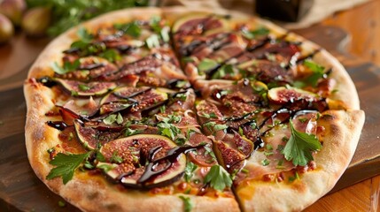 Wall Mural - Savory and sweet collide in this woodfired pizza topped with figs prosciutto and balsamic glaze.