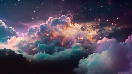Wall Mural - clouds moving across the starry night sky, creating a mesmerizing celestial display, experiment with