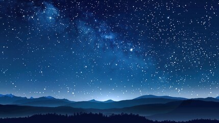 Wall Mural - clear night summer sky, stars glittering