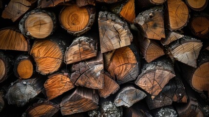 Wall Mural - Firewood logs warmth comfort. Generative AI