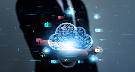 Poster - cloud technology, backup and data storage.edge technology.cloud technology computing network. networ
