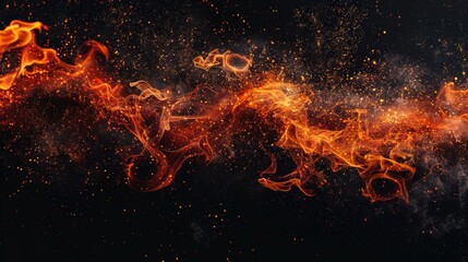 Leinwandbilder - Tall flames roaring against a black backdrop, vivid and intense fire colors