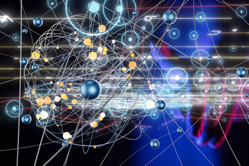 Poster - conference Digital Network and data concept 3d