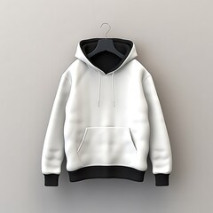 Blank white hoodie mockup, front view, 3d rendering
