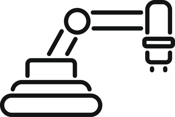 Poster - simple line icon of a robotic arm moving an object in an industrial setting
