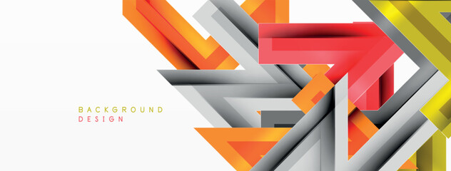 Wall Mural - Line zig zag dynamic geometric abstract background. Colorful lines with shadow and light effects, various routes concept. Vector Illustration For Wallpaper, Banner, Background, Card