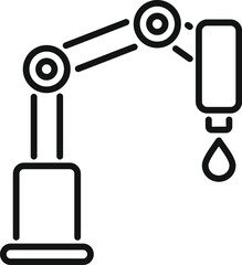 Poster - simple line art icon of a robotic arm holding a tube and pouring liquid from it