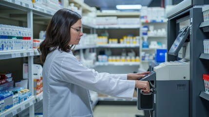 Pharmacist Working with Automated Dispensing System