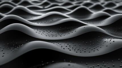 Wall Mural - 3D Black Wavy Shapes Background