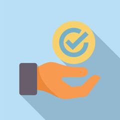 Poster - Concept of validation, approval or agreement with a check mark symbol floating over an open hand