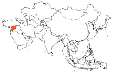 Wall Mural - Map of the continent of Asia with country borders. Map of Syria