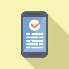 Poster - smartphone displaying a completed online survey or test with check mark icon