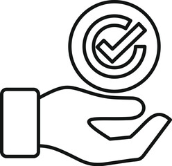 Poster - businessman is holding a checkmark symbol in his open hand, representing a successful business deal