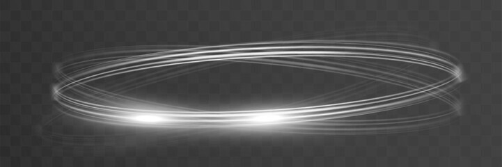 Wall Mural - White blur trail wave, circle silver line of light speed.Vector illustration.	
