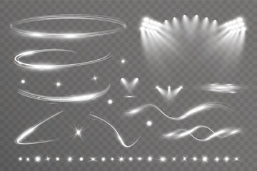 Wall Mural - Light wave shine spotlight effect,vector glow line sparkle shine. Silver wavy effects.	
