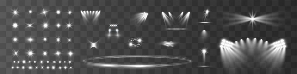 Aufkleber - Light wave shine spotlight effect,vector glow line sparkle shine. Silver wavy effects.	
