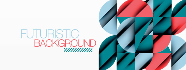 Poster - Circle, square and flower petal geometric background. Round shapes composition for wallpaper, banner, background or landing