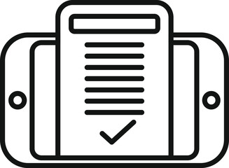 Poster - Simple yet impactful line art illustration depicting a smartphone with a completed checklist on its screen, symbolizing efficient task management in the digital age