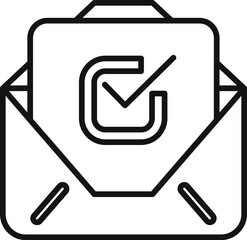 Poster - open envelope icon containing document with check mark representing verification of information