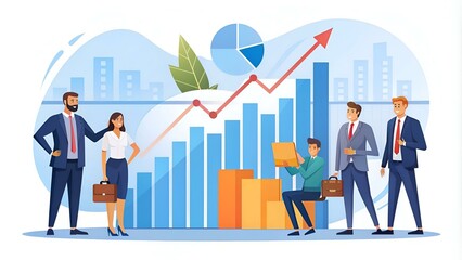 Business strategy, financial analytics. Profit increasing. Sales growth, sales manager, accounting, sales promotion and operations concept. Vector isolated concept creative illustration