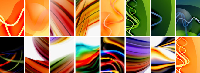 Wall Mural - Collection of abstract background with waves, colorful shapes and 3d shadow effect. Vector Illustration For Wallpaper, Banner, Background, Card, Book Illustration, landing page