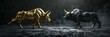 © markusmiller - Gold and black bull and bear financial infographic symbolizing stock market chart award