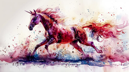 Wall Mural - Magical unicorns: mythical creatures in watercolors