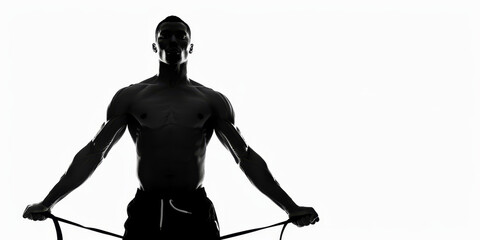 Poster - unrecognizable man silhouette doing exercise on isolated white background