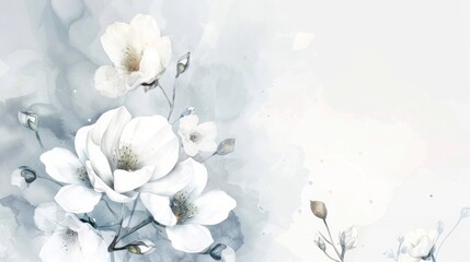 Wall Mural - Elegant white flower with watercolor style for invitation wedding card background. AI generated