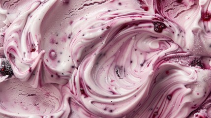 Poster - A swirl of foraged mulberry and blackberry ice cream creates a pretty marbled effect in a dish.