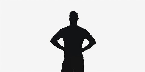 Sticker - unrecognizable single sportsman silhouette on isolated white background .