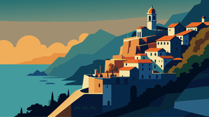 Wall Mural - illustration of the town
