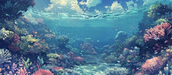 Wall Mural - Anime Underwater Paradise: Vibrant Coral Reef