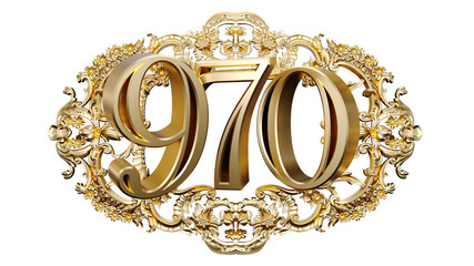 Wall Mural - golden number nine hundred seventy in the center of Decorative golden vintage frames, number 970