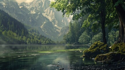 Wall Mural - Tranquil Mountain Lake